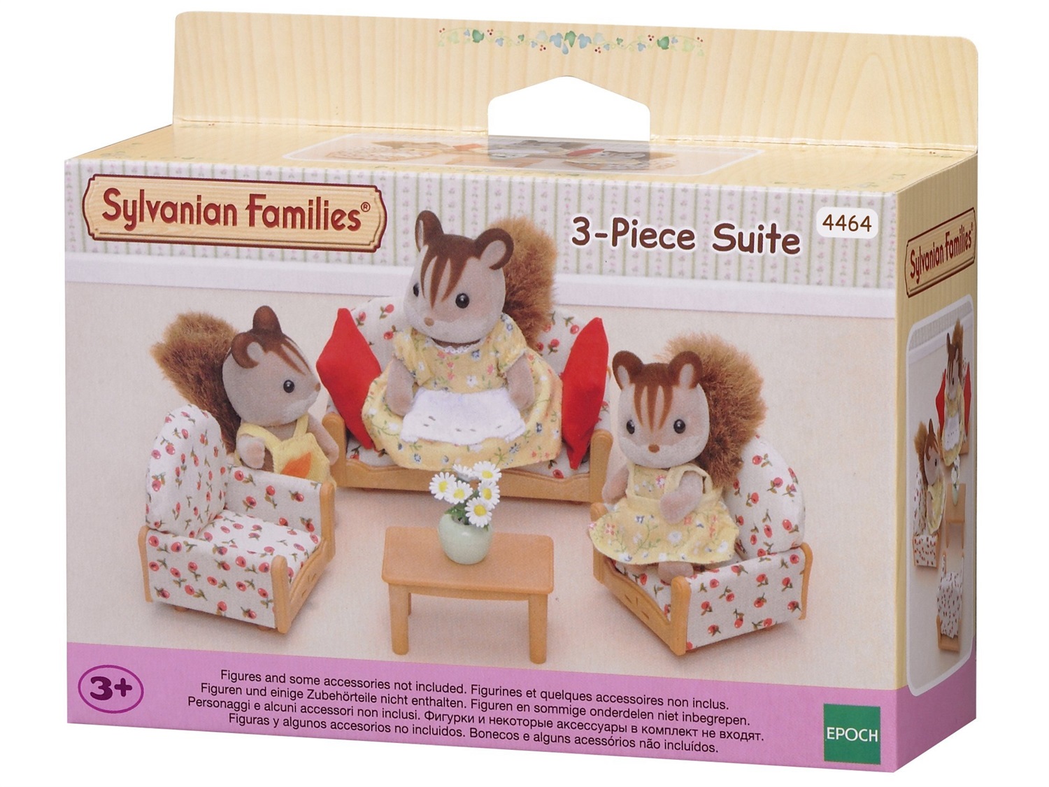 Sylvanian Families Set Salotto 3 Pezzi con Divano, Poltrone e Tavolino con Fiori