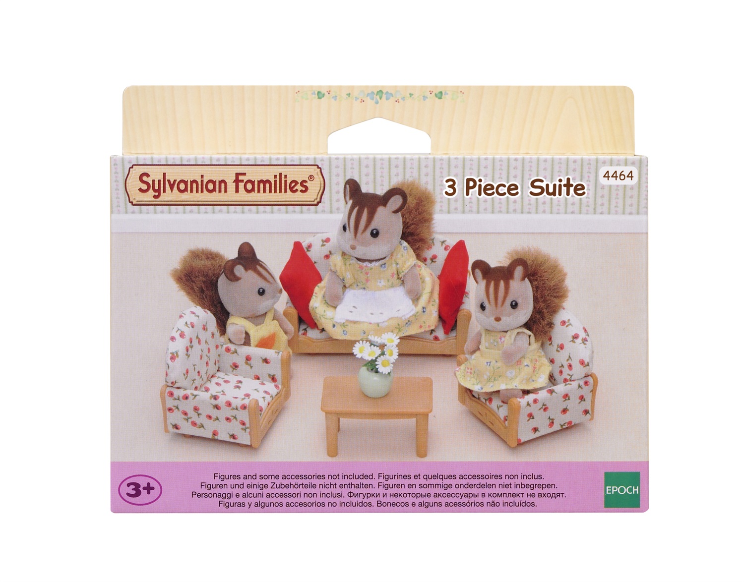 Sylvanian Families Set Salotto 3 Pezzi con Divano, Poltrone e Tavolino con Fiori