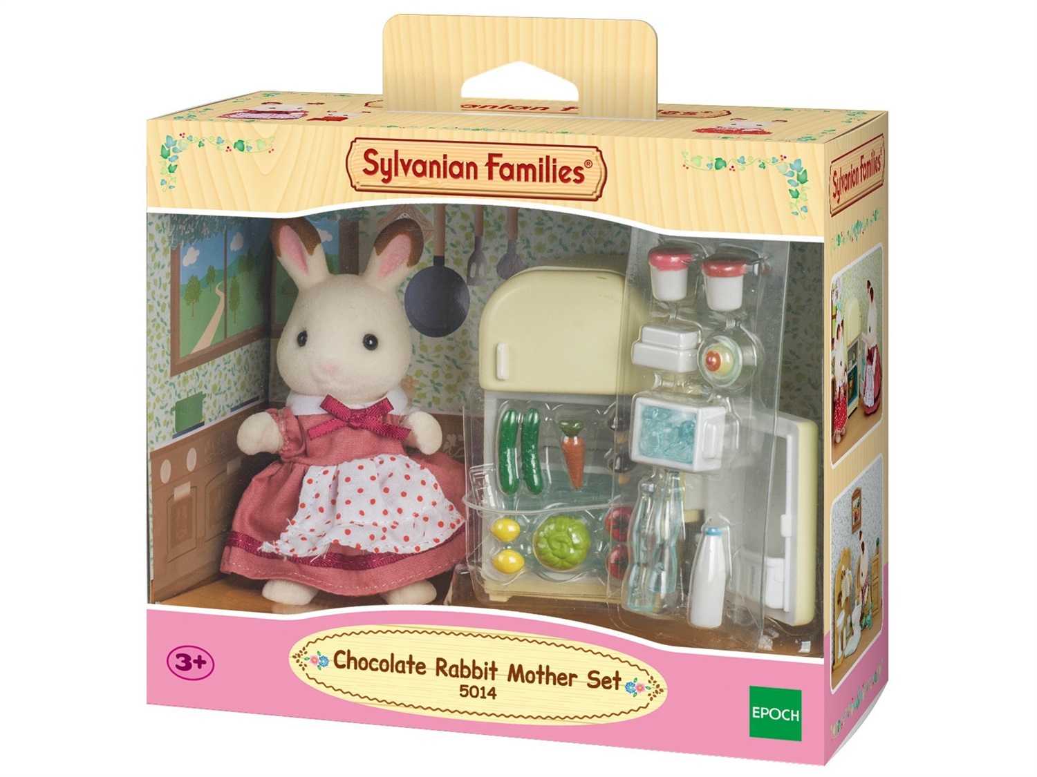 Sylvanian Families 5014 - Mamma Coniglio Cioccolato con Frigo e 14 Accessori