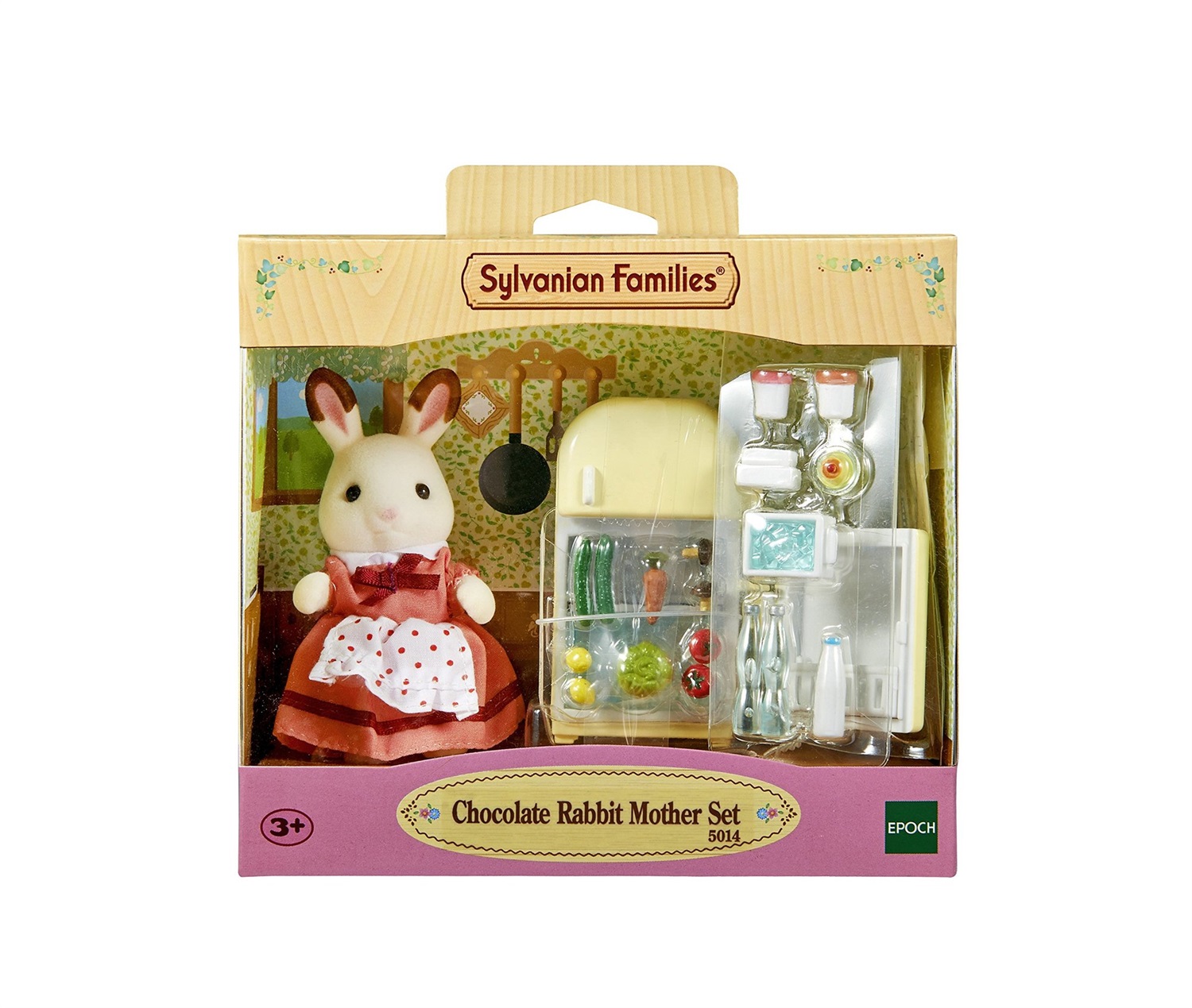 Sylvanian Families 5014 - Mamma Coniglio Cioccolato con Frigo e 14 Accessori