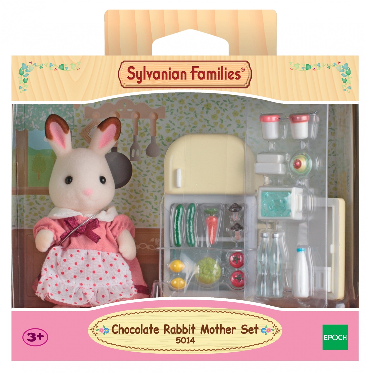 Sylvanian Families 5014 - Mamma Coniglio Cioccolato con Frigo e 14 Accessori