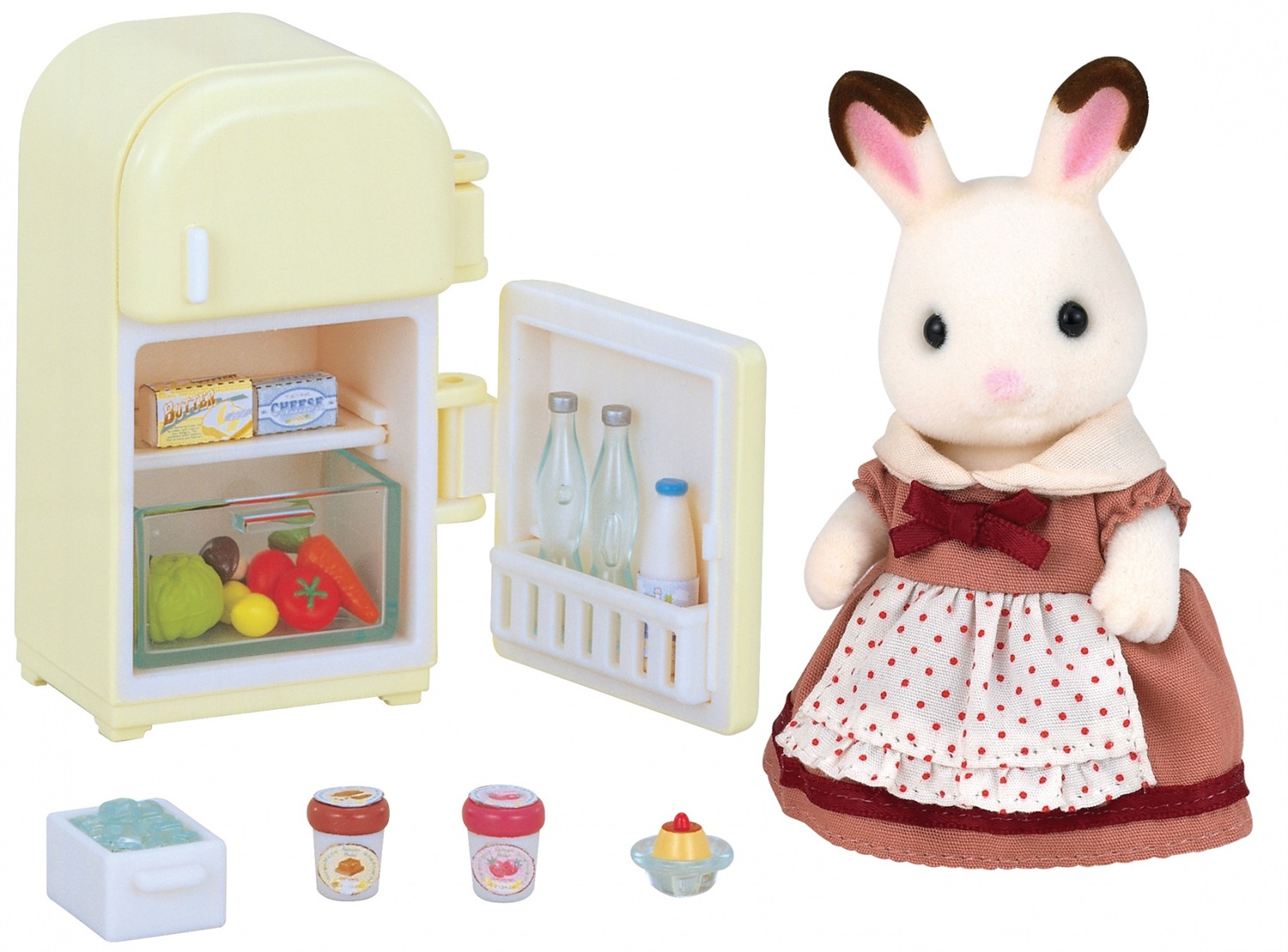 Sylvanian Families 5014 - Mamma Coniglio Cioccolato con Frigo e 14 Accessori