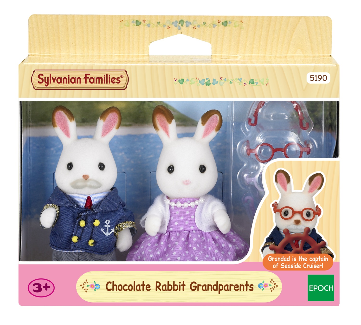 Sylvanian Families 5190 Nonni Coniglio Cioccolato - Action Figure con Nonno e Nonna, Hobby di Snorkeling e Feste, Ideale dai 4 Anni