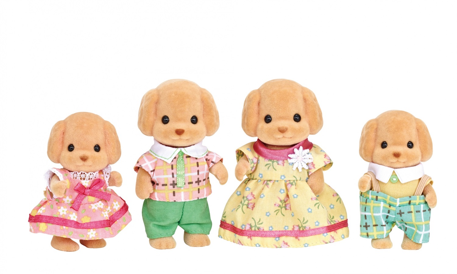 Sylvanian Families Famiglia Barboncini - Set di 4 figure con vestiti in tessuto e libro di storie, adatto per bambini dai 3 anni
