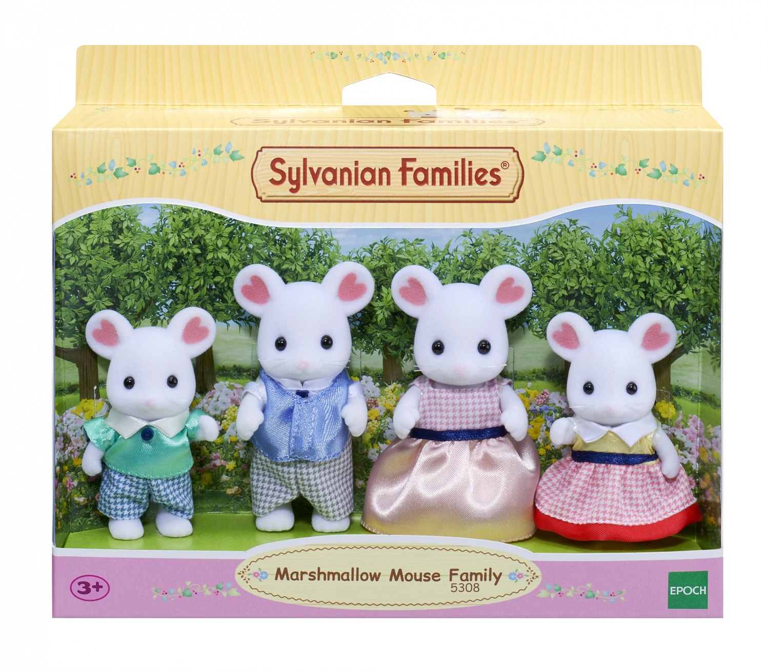 Sylvanian Families 5308 - Famiglia Marshmallow con 4 statuine posizionabili