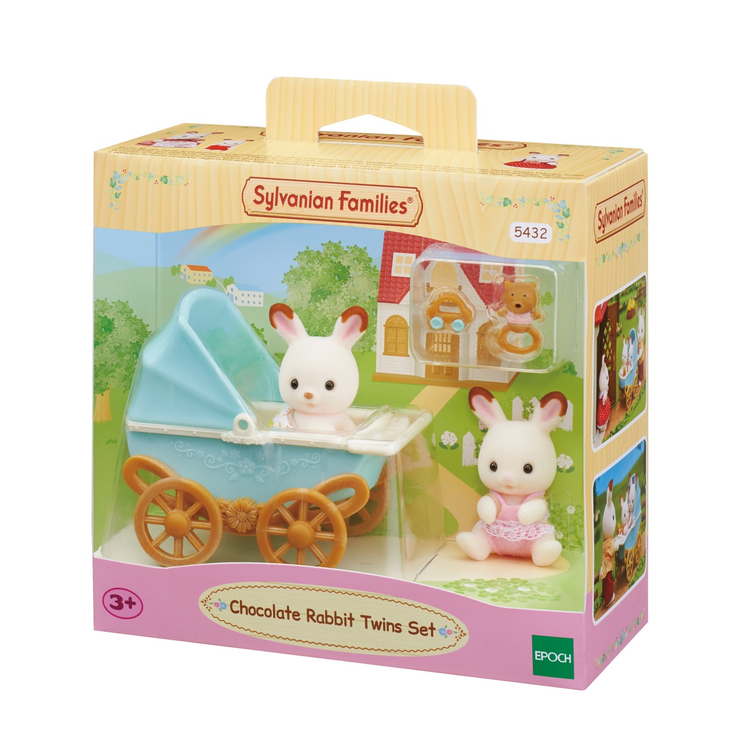 Sylvanian Families Gemelli Coniglio Cioccolato con Carrozzina - Set Giocattolo per Bambini a Partire da 3 Anni