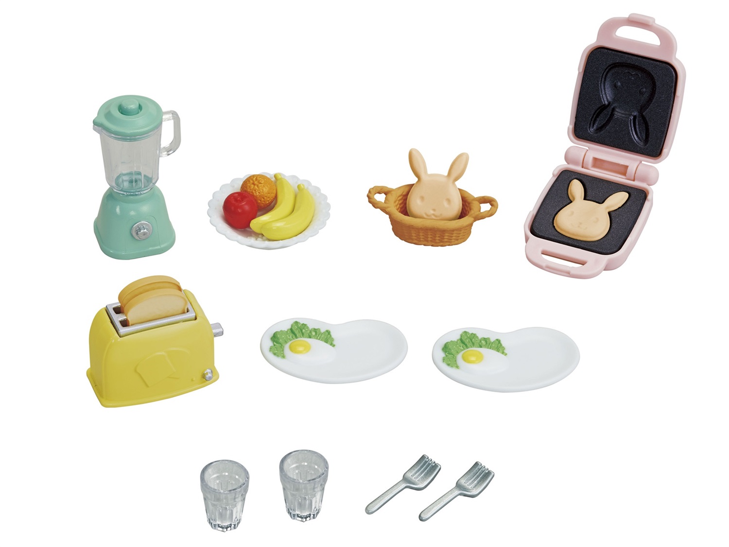 Sylvanian Families Set Prima Colazione con Accessori per Bambole - Macchinetta per Tost, Waffle, Mixer e Vasellame