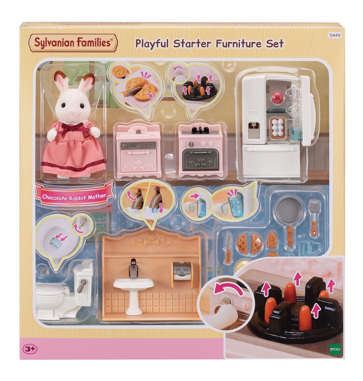 Sylvanian Families 5449 Set da Gioco con Mobili Snodabili e Figura del Cioccolato Coniglio Padre