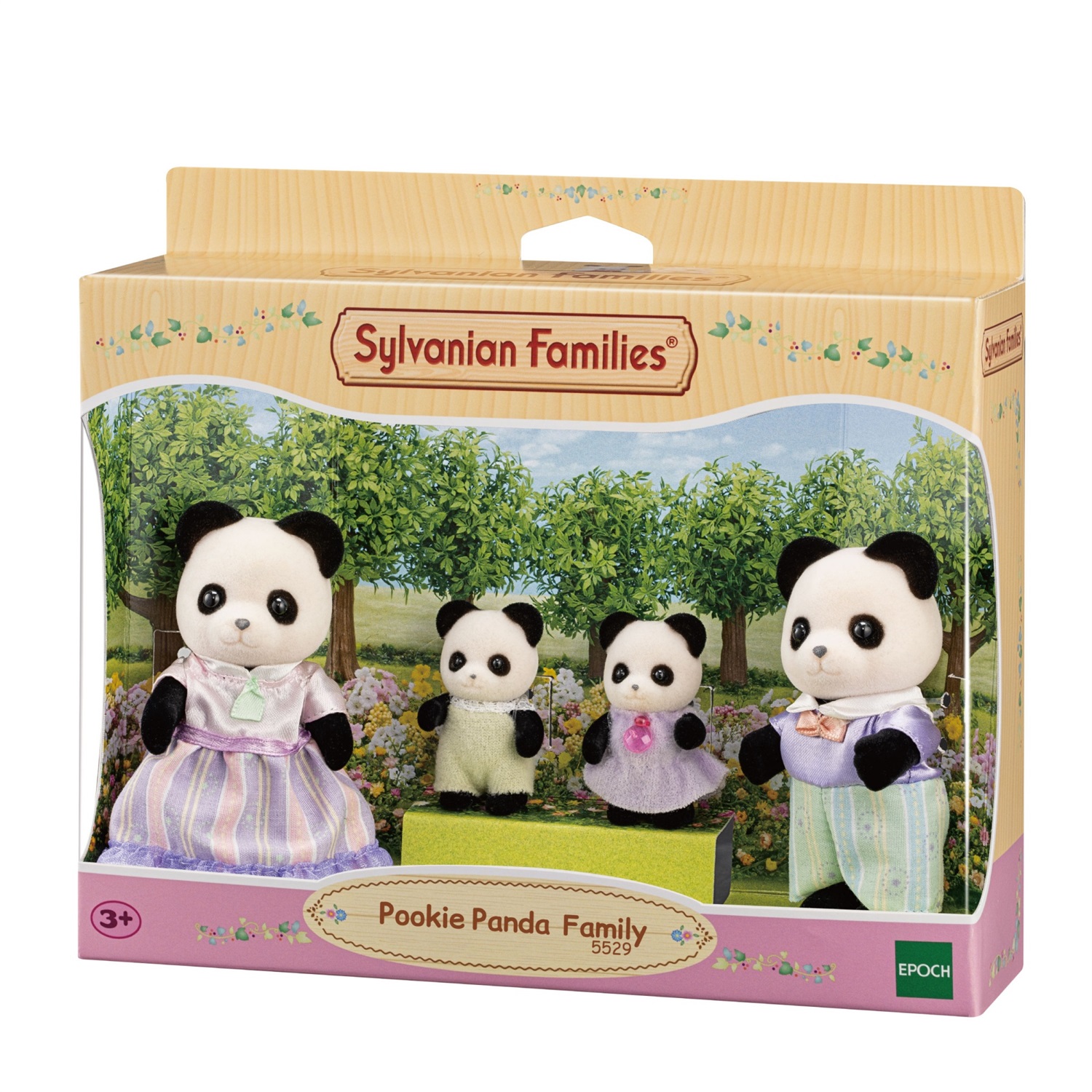 Sylvanian Families 5529 Pookie Panda Family - Famiglia di Bambole con Figure Mobili e Morbide