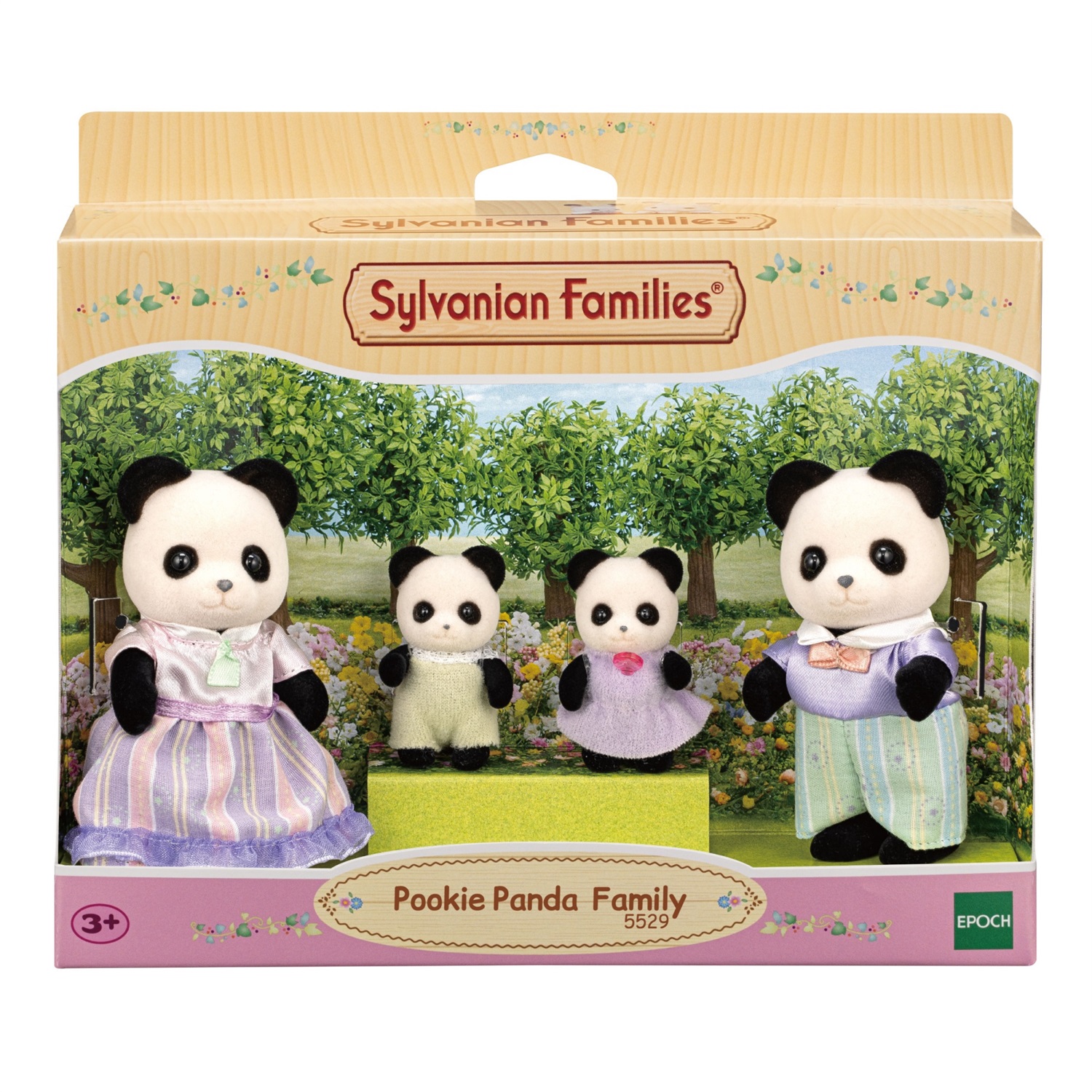 Sylvanian Families 5529 Pookie Panda Family - Famiglia di Bambole con Figure Mobili e Morbide