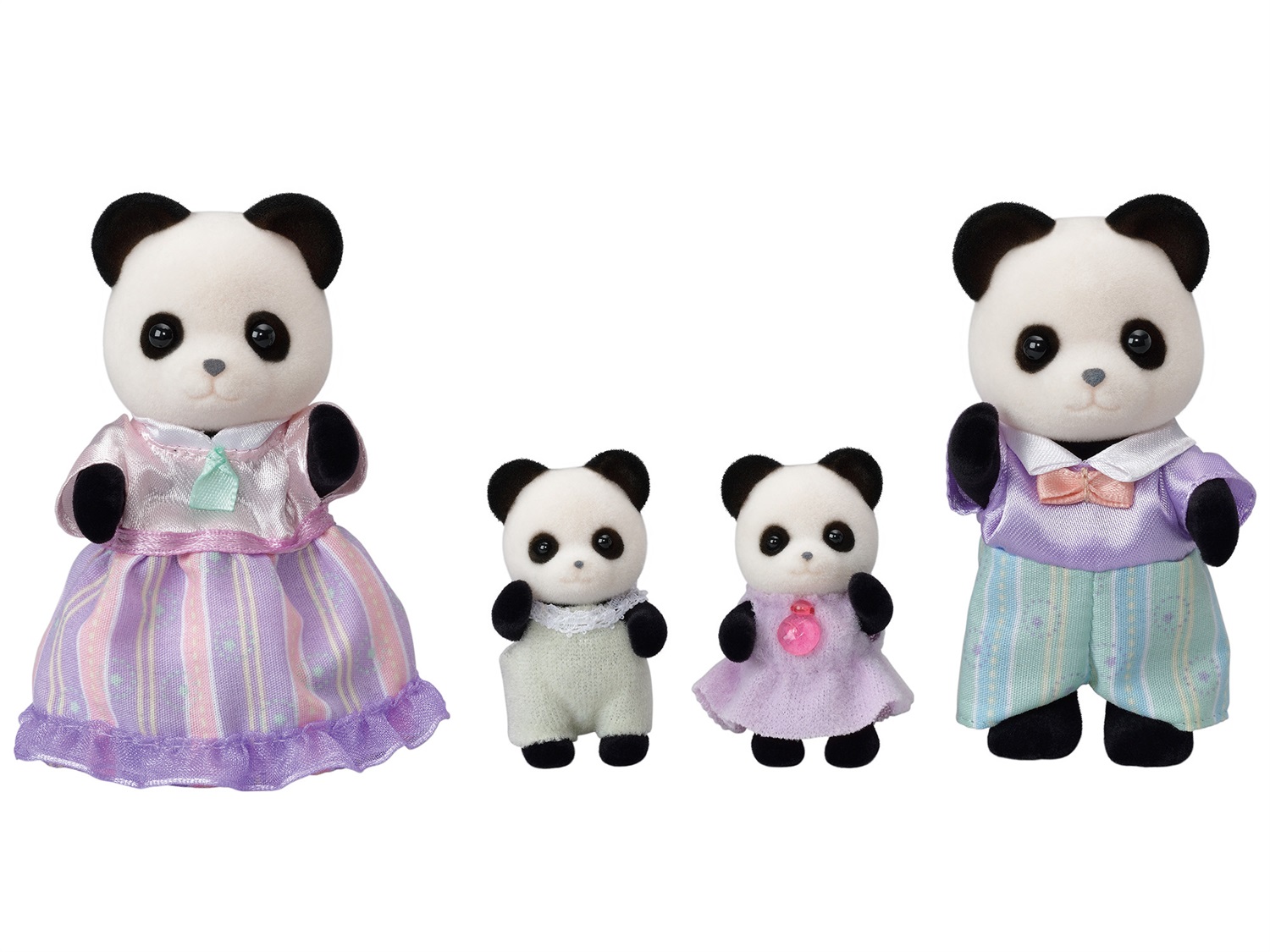 Sylvanian Families 5529 Pookie Panda Family - Famiglia di Bambole con Figure Mobili e Morbide