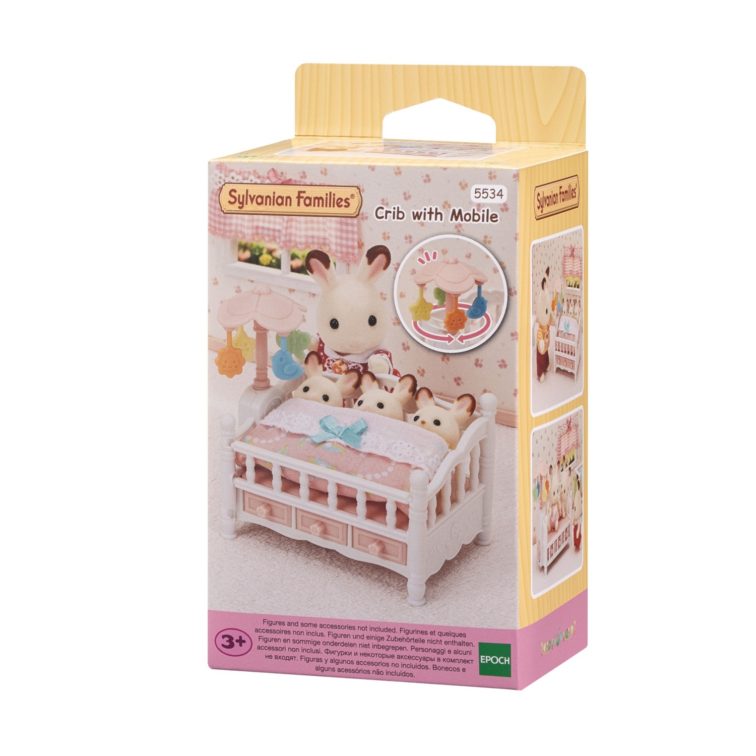 Sylvanian Families 5534 Culla con Giostrina per Triplette - Set Completo con Decorazioni e Coperta