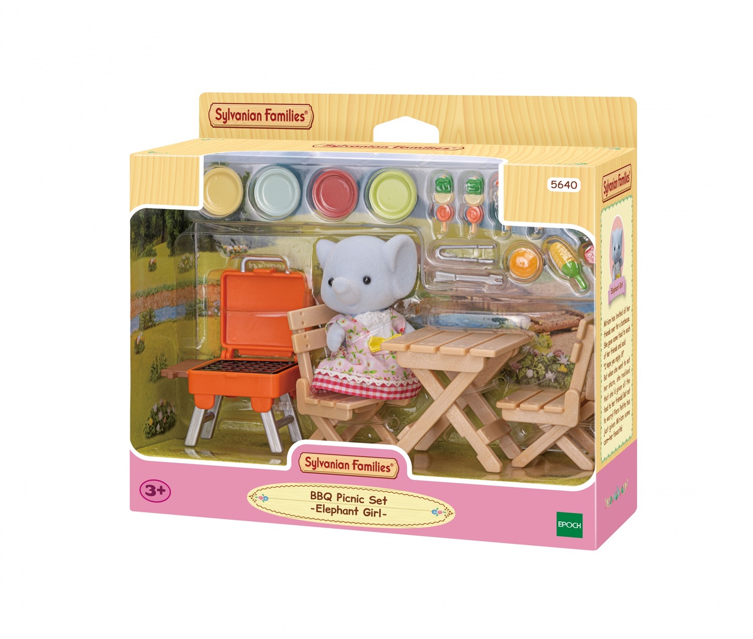Sylvanian Families 5640 Set Barbeque per Picnic con Miriam la Ragazza Elefante - Include Accessori Colorati e Tavolo Ripiegabile
