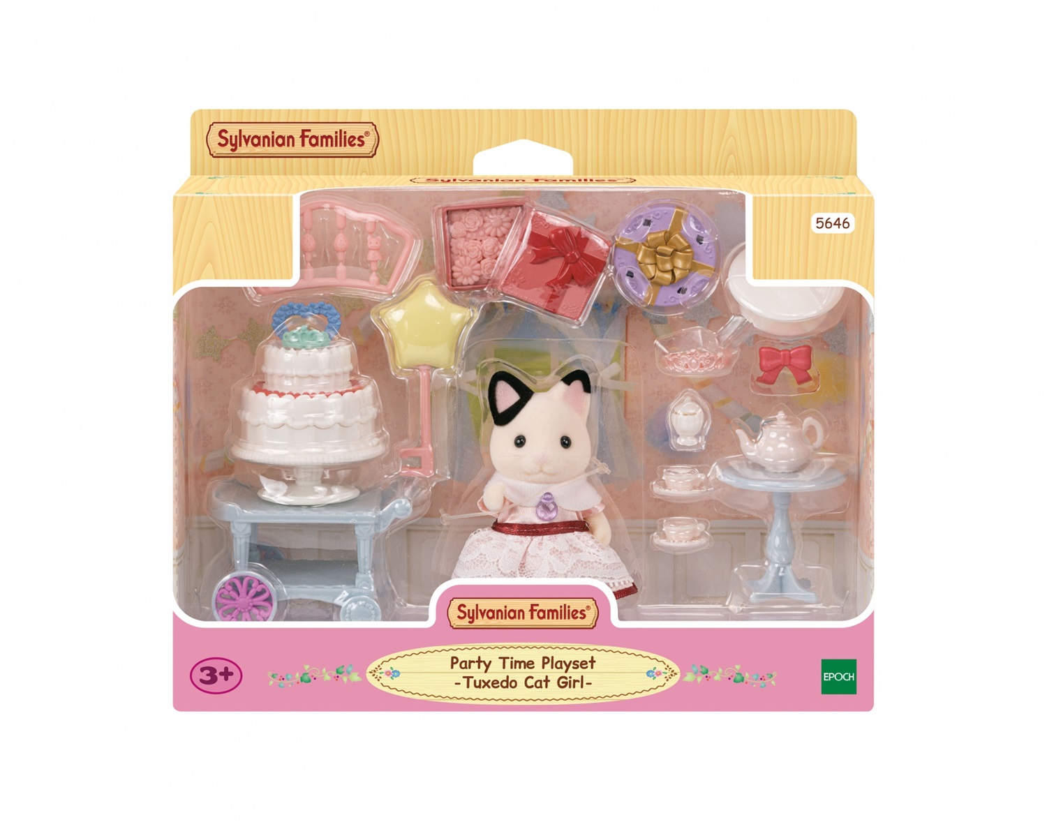Sylvanian Families 5646 Set Party - Ragazza Gatto Tuxedo con Torta e Accessori