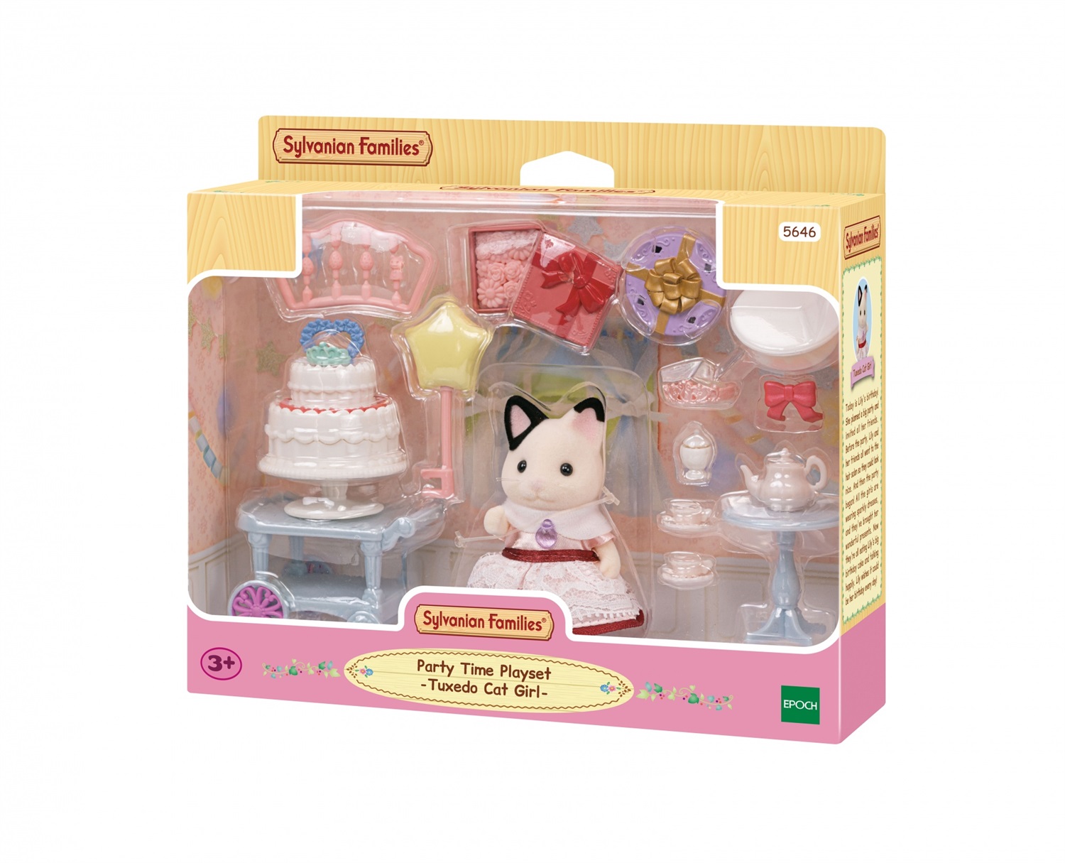 Sylvanian Families 5646 Set Party - Ragazza Gatto Tuxedo con Torta e Accessori