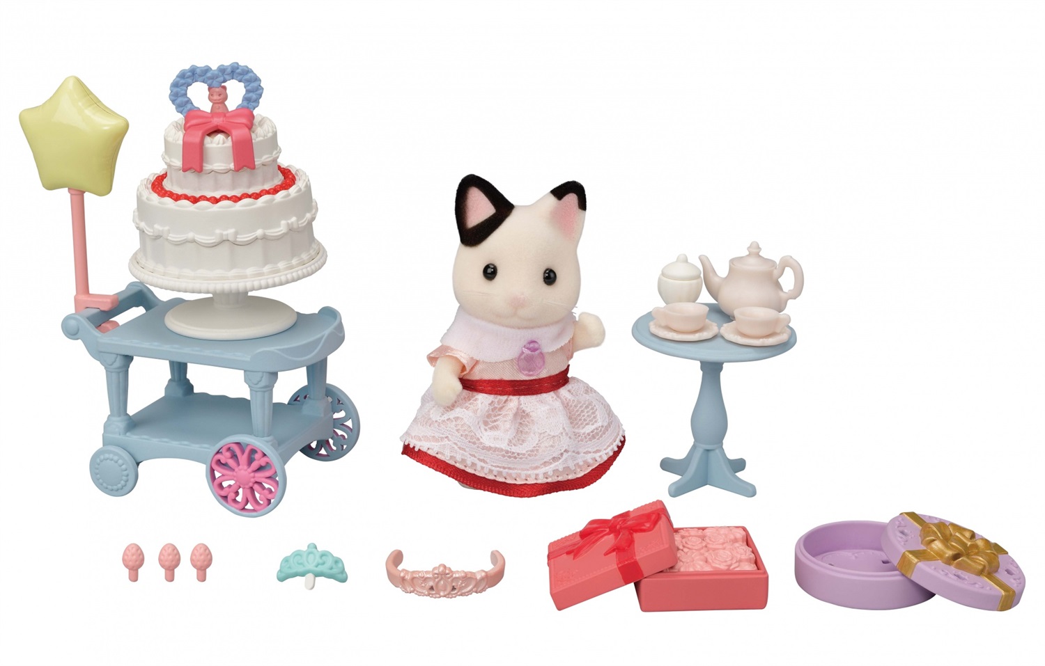 Sylvanian Families 5646 Set Party - Ragazza Gatto Tuxedo con Torta e Accessori
