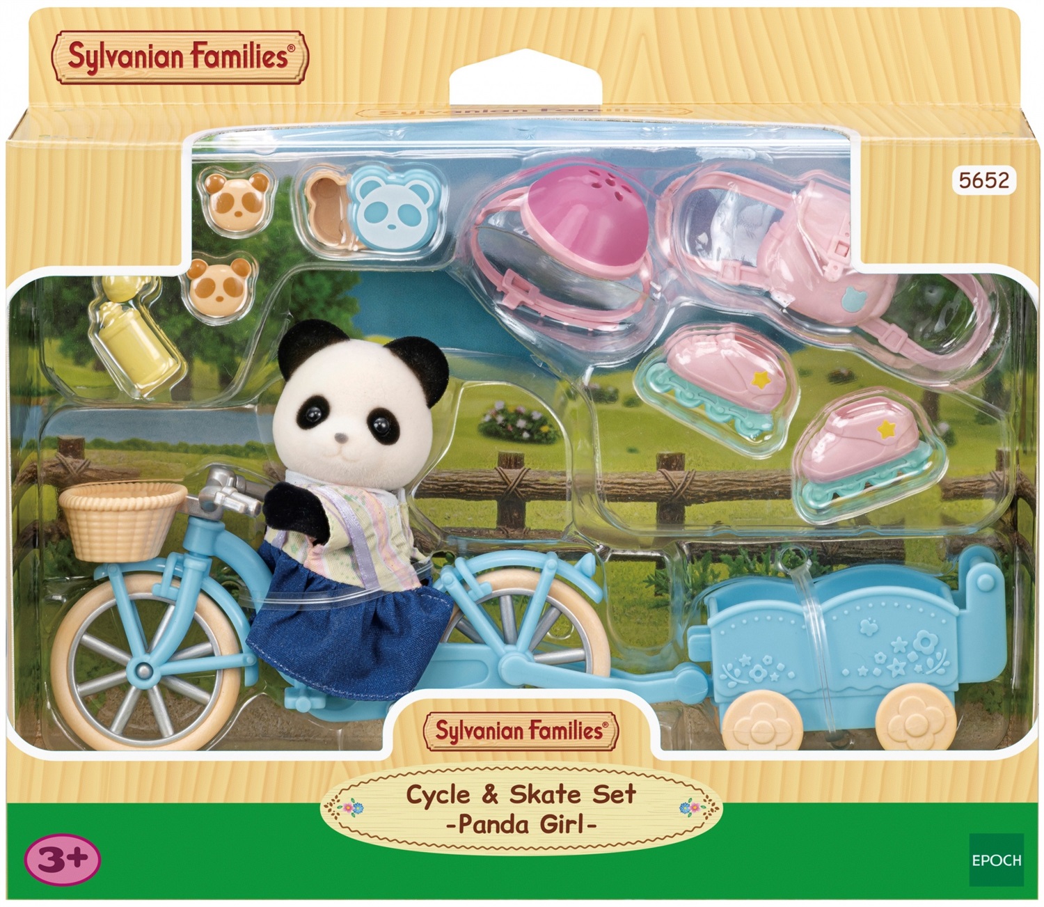Sylvanian Families 5652 Set Bici e Pattini - Ragazza Panda con Bicicletta e Pattini a Rotelle