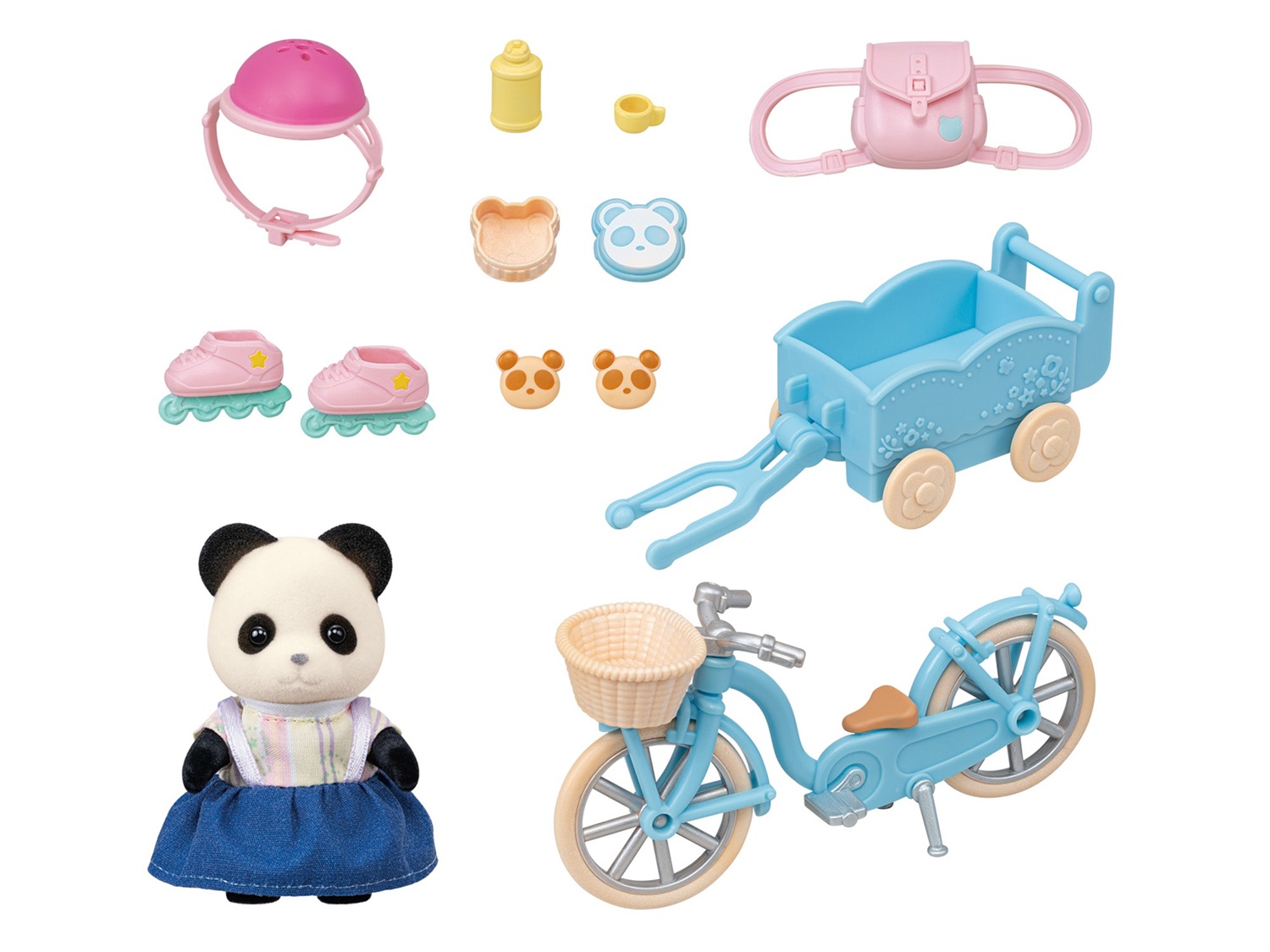 Sylvanian Families 5652 Set Bici e Pattini - Ragazza Panda con Bicicletta e Pattini a Rotelle