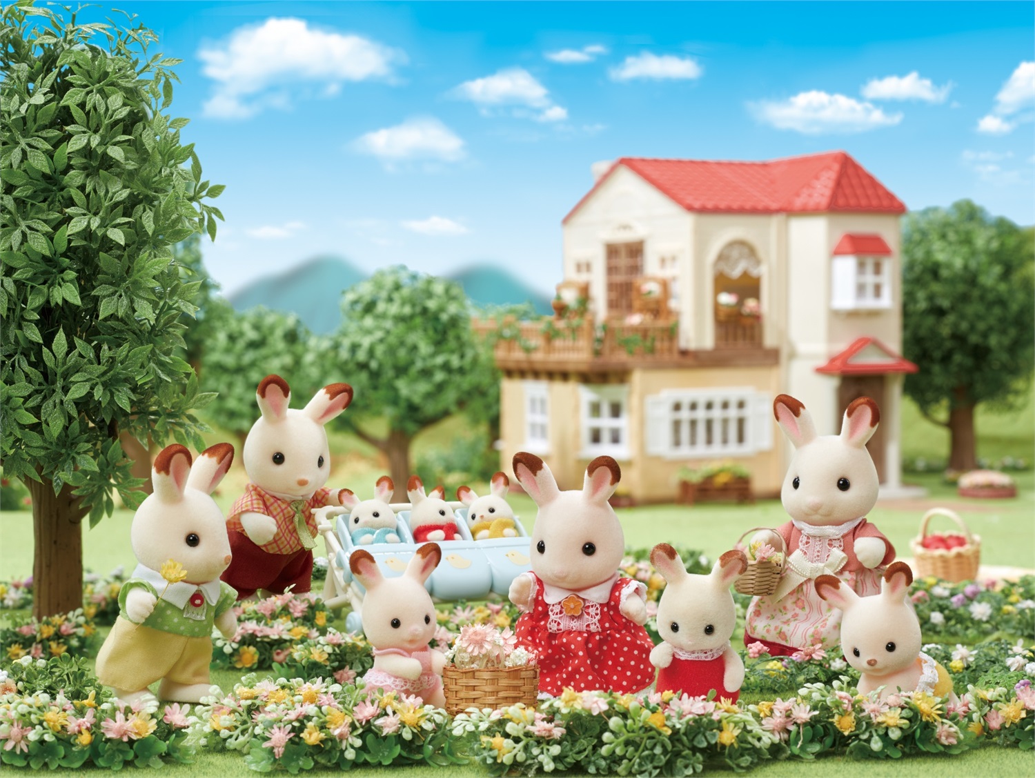Sylvanian Families 5655 - Famiglia Coniglio Cioccolato con 4 personaggi, vestiti rimovibili e articolati, età 3