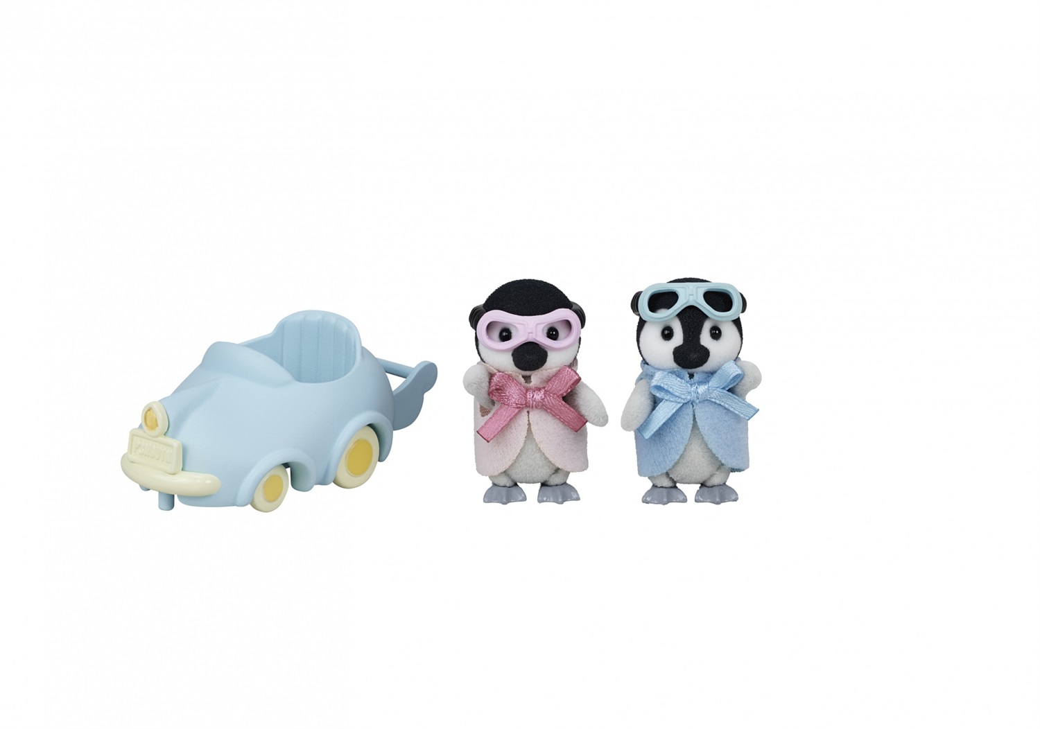 Sylvanian Families 5695 - Set Pinguini con Auto, Include Pearl e Rocky, Carretto e Occhiali da Avviatore