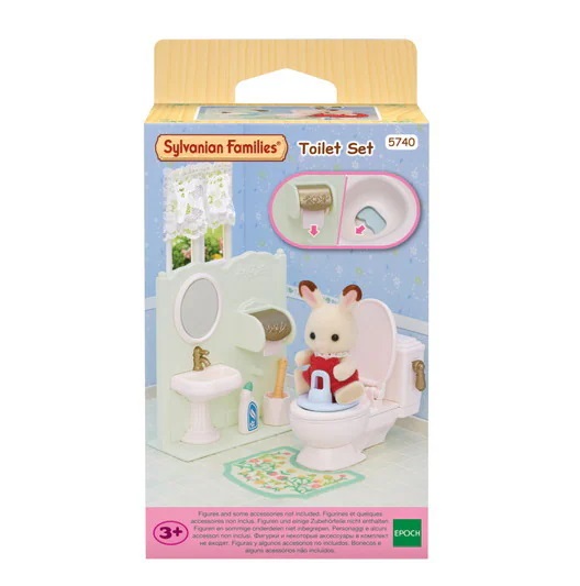 Sylvanian Families 5740 Set Accessori Toilette - Toilette con funzione di scarico, lavabo, vasino e accessori