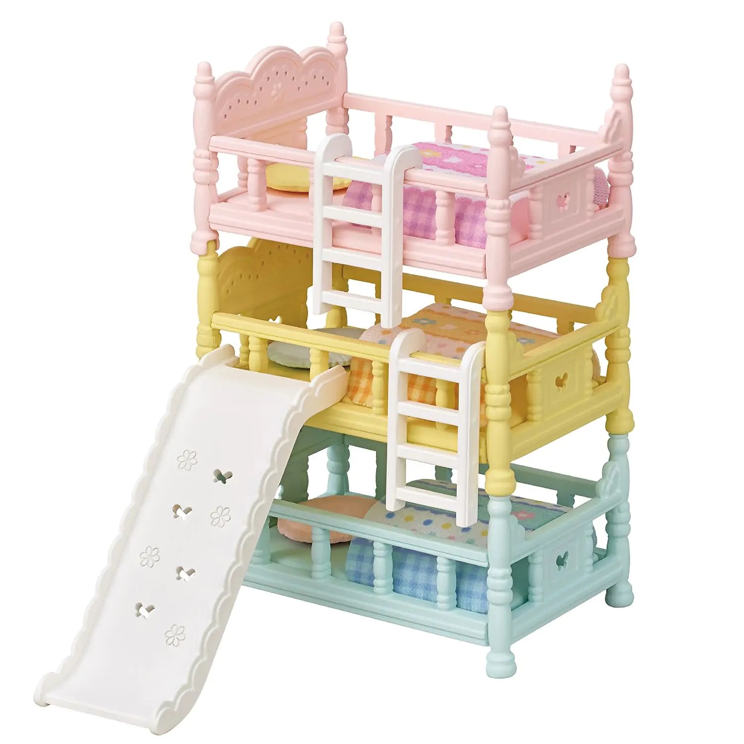 Sylvanian Families Letto a Castello Triplo Colorato con Scaletta e Scivolo - Set di Mobili per Bebè