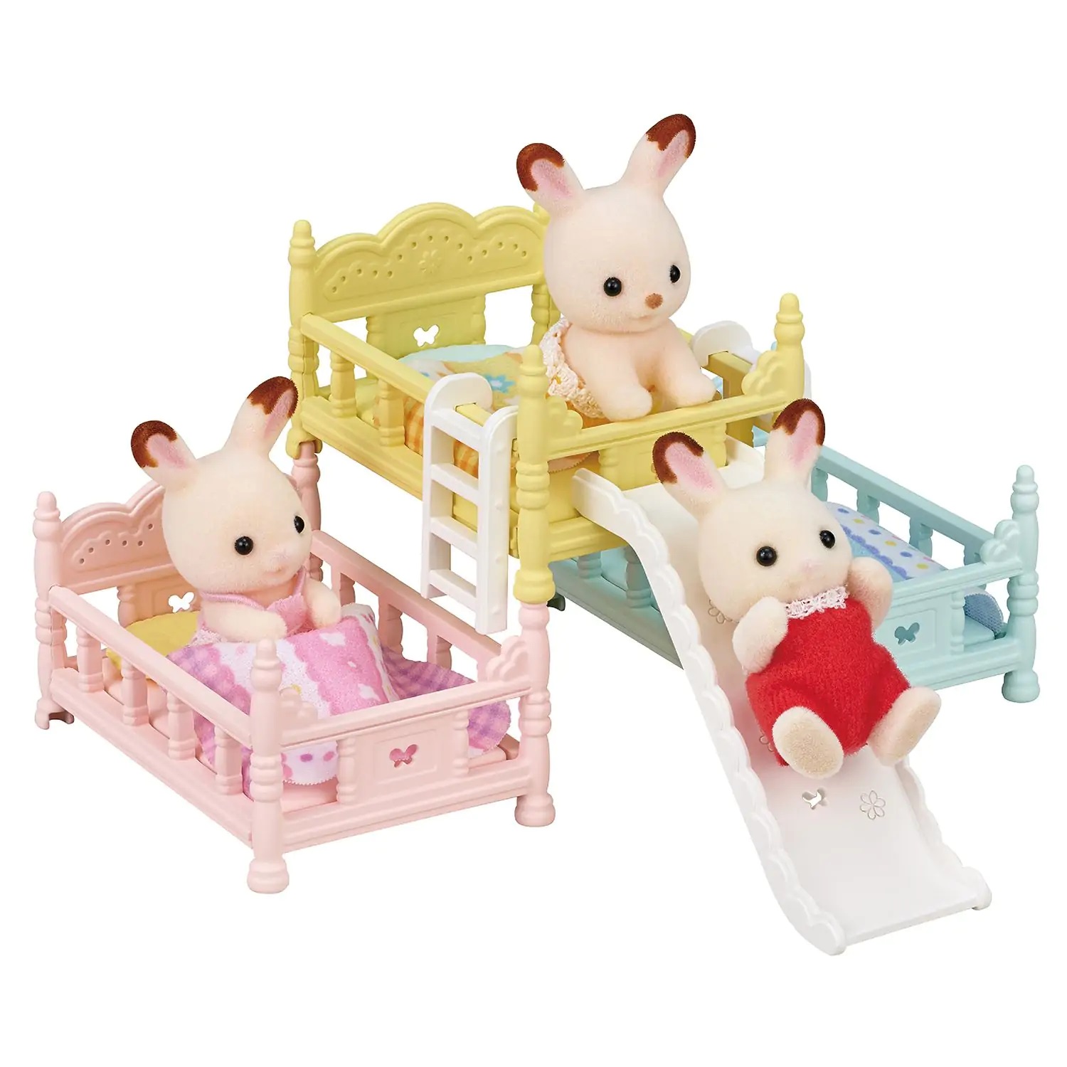 Sylvanian Families Letto a Castello Triplo Colorato con Scaletta e Scivolo - Set di Mobili per Bebè