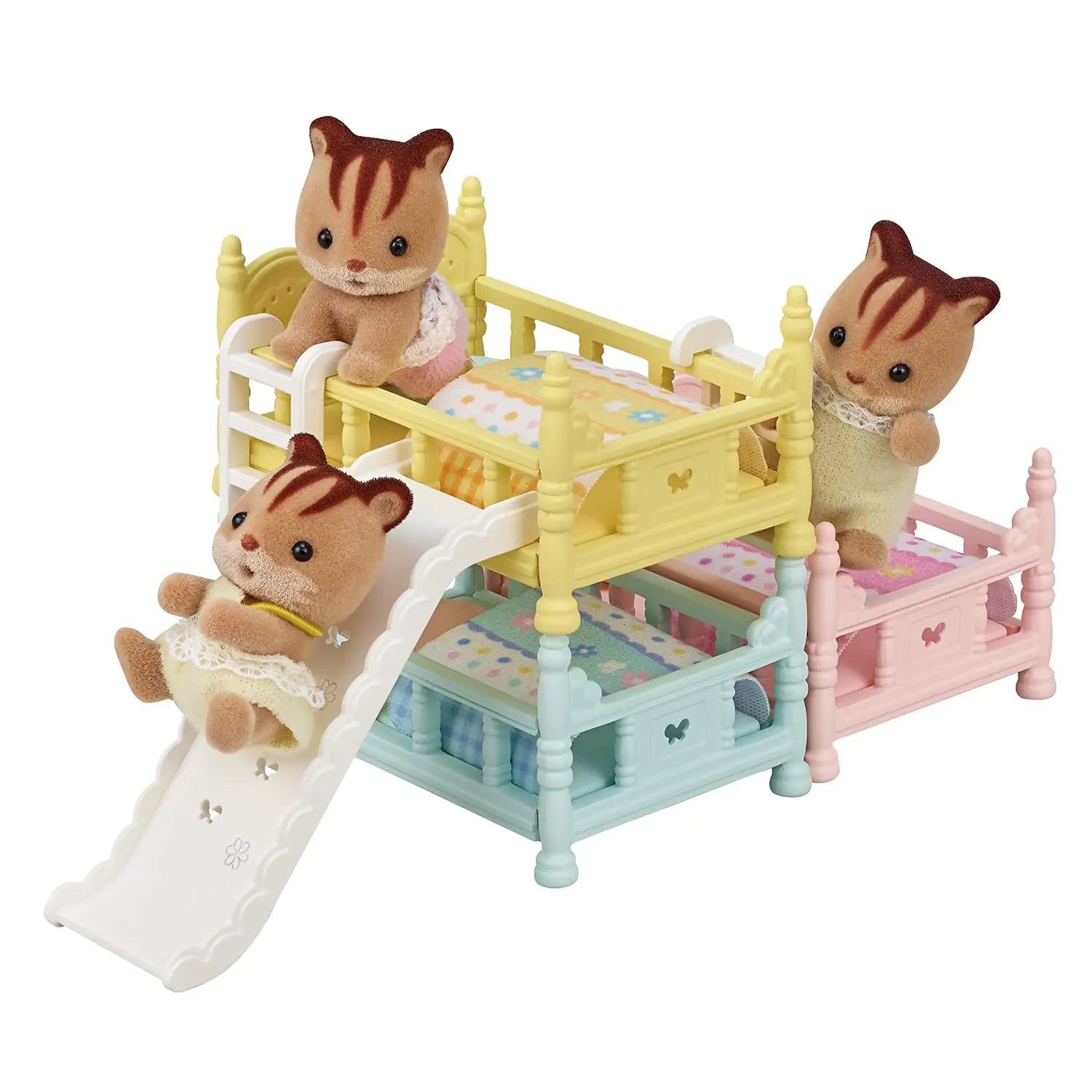 Sylvanian Families Letto a Castello Triplo Colorato con Scaletta e Scivolo - Set di Mobili per Bebè