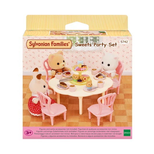 Sylvanian Families 5742 Set Festa con Dolci - Tavolo e Sedie Colorate, Caffè, Torte e 30 Accessori