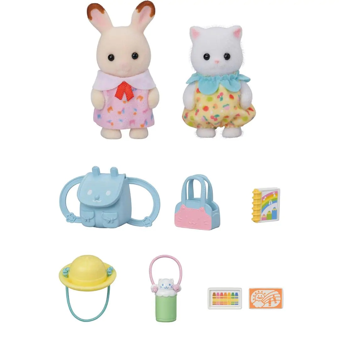 Sylvanian Families 5747 Amici dell'Asilo - A Passeggio con 2 Bebè e Accessori