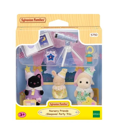Sylvanian Families 5750 Amici dell'Asilo - Trio Pigiama Party con 3 Bebè in Pigiama e Telescopio