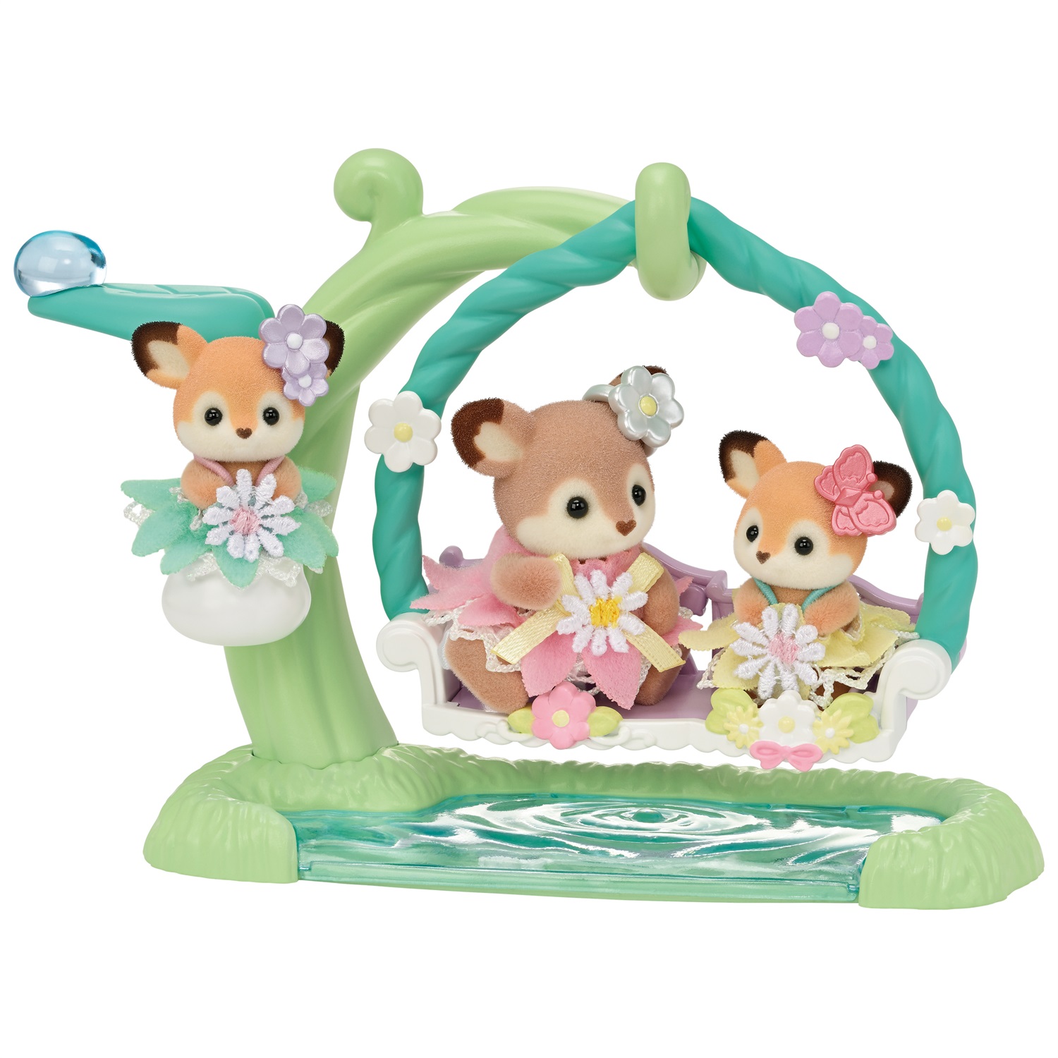 Sylvanian Families 5801 Bebè Cervo con Altalena Floreale e Culla di Mughetto