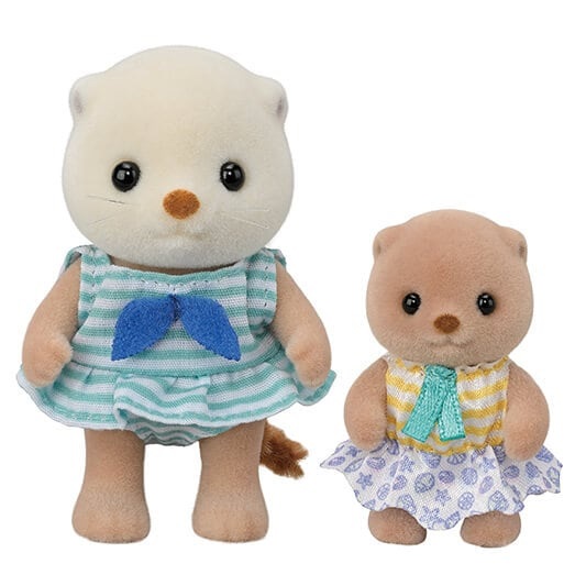 Sylvanian Families 5804 Sorelle Lontra Marina - Set Splashy Snorkel con Bambina e Bebè, Accessori per il Gioco in Mare