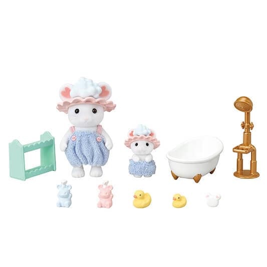 Sylvanian Families 5805 Ora del Bagno Fratelli Topino Marshmallow - Set da Bagno con Personaggi e Accessori