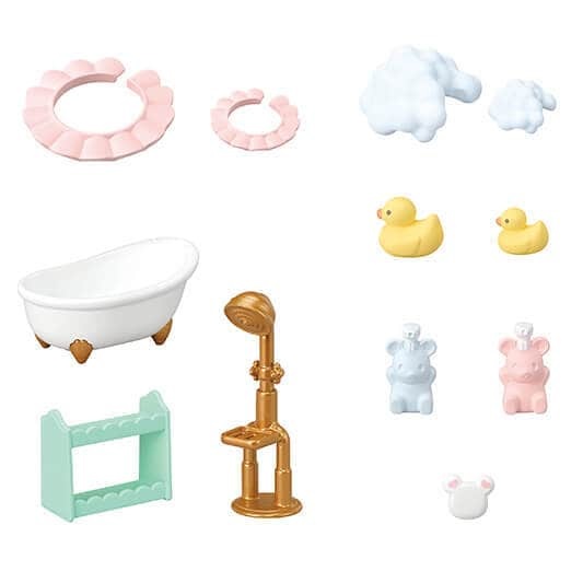 Sylvanian Families 5805 Ora del Bagno Fratelli Topino Marshmallow - Set da Bagno con Personaggi e Accessori