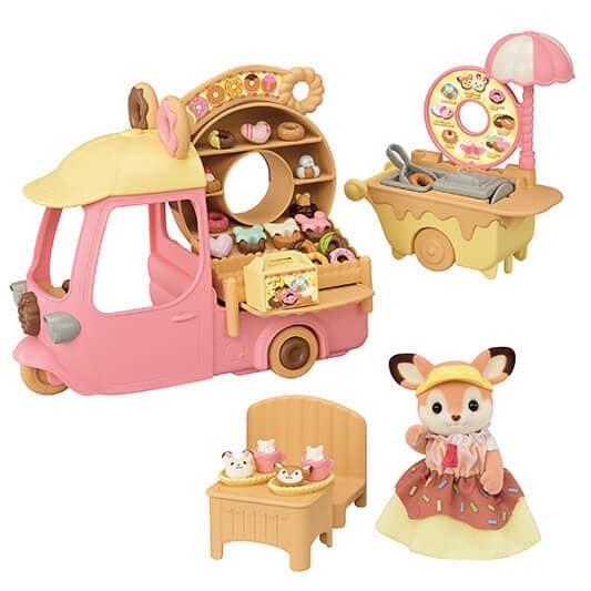 Sylvanian Families 5808 Carretto delle Ciambelle con 1 Statuetta e 30 Accessori - Giocattolo per Bambini 3 Anni e