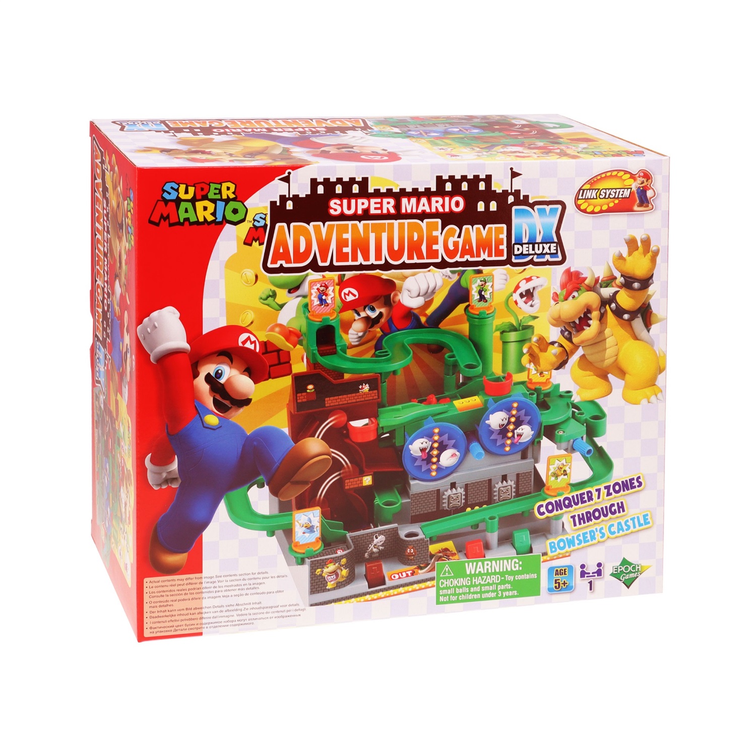 EPOCH Games Super Mario Adventure Game DX - Gioco d'azione multicolore con 3 pulsanti e 2 ruote, 7 piani difficili