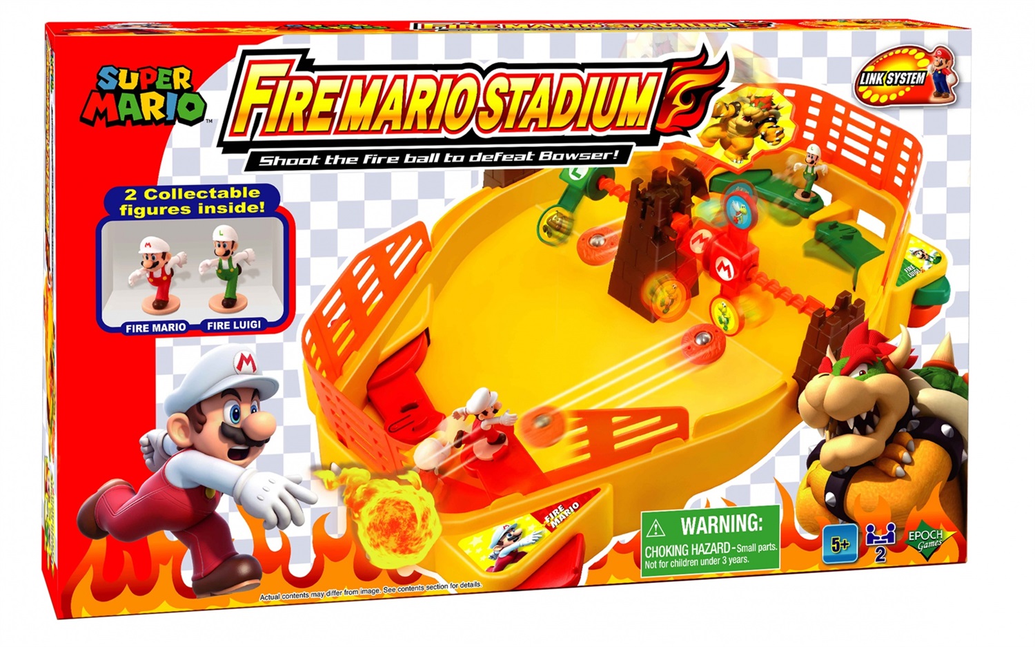EPOCH Super Mario™ Fire Mario Stadium - Gioco da Tavolo di Tiro d'Azione per Bambini dai 6 Anni