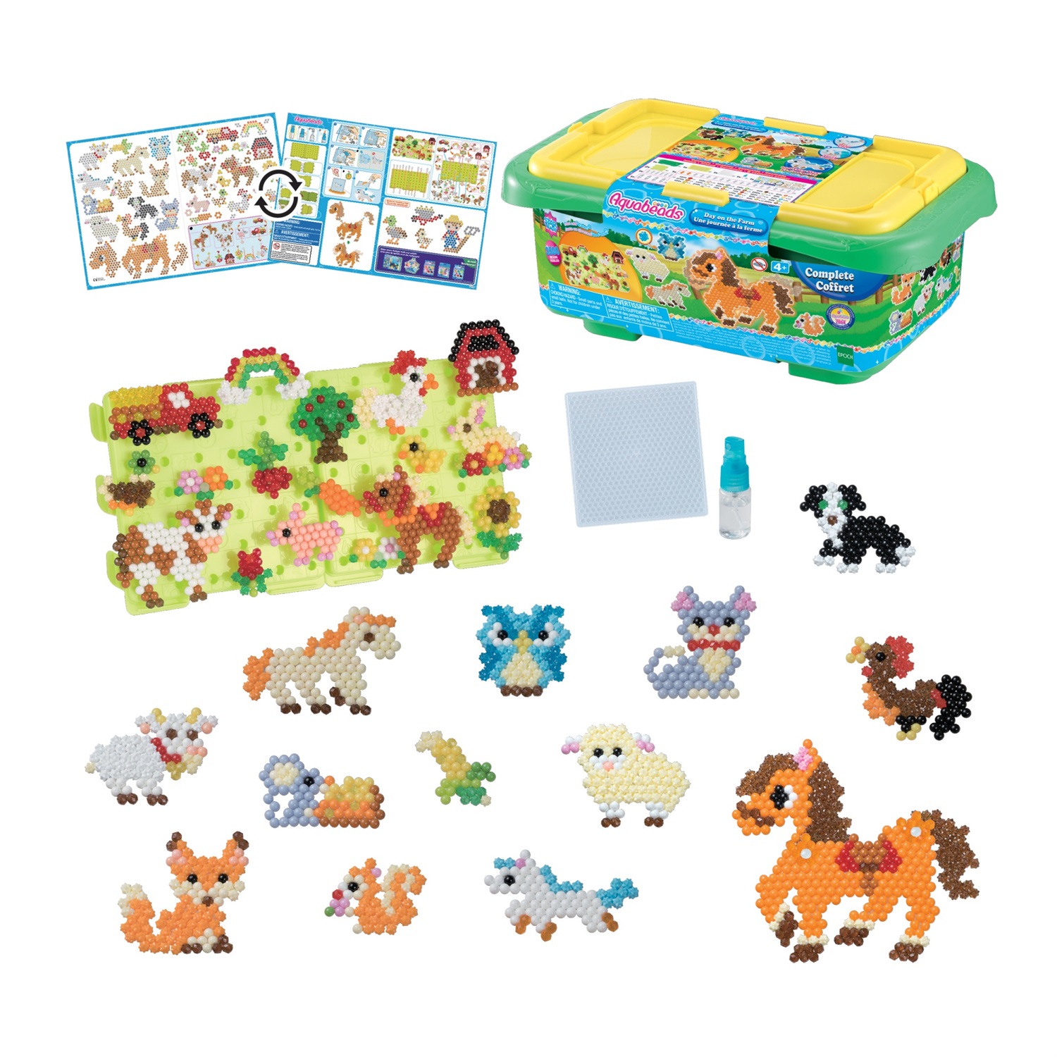 Epoch Aquabeads In Fattoria - Set Creativo con 3500 Perline in 35 Colori e Creation Display