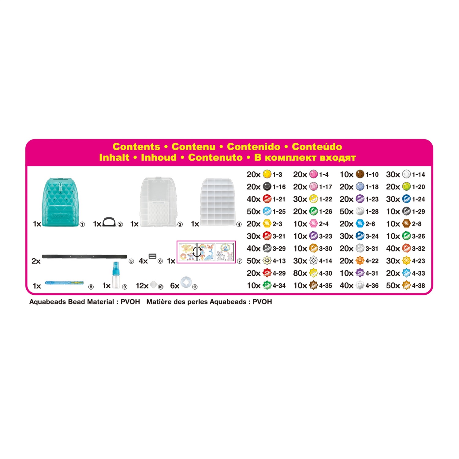 Aquabeads 31993 Zainetto Deluxe con 1000 Perline in 40 Colori, Palette, Vassoio e Penna Perlata 2 in 1