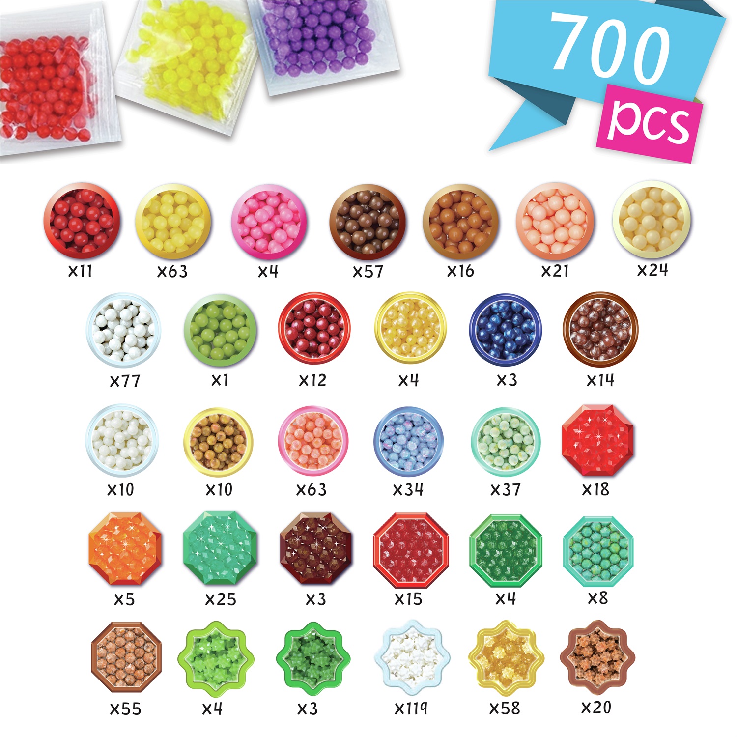 Aquabeads 35090 Kit per Accessori Dolci - 700 Perline in 31 Colori, Vassoio, Spruzzatore e Accessori Inclusi