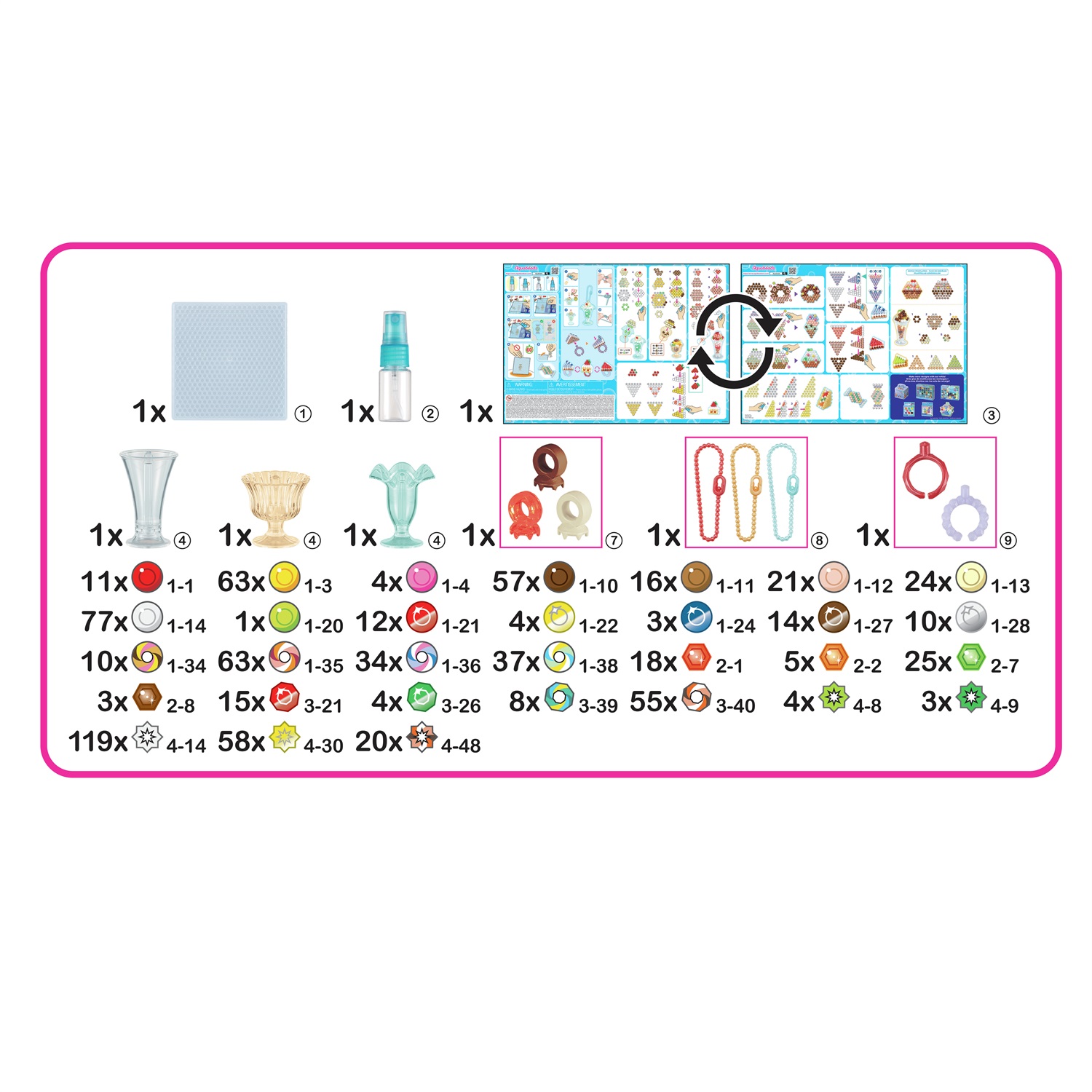 Aquabeads 35090 Kit per Accessori Dolci - 700 Perline in 31 Colori, Vassoio, Spruzzatore e Accessori Inclusi