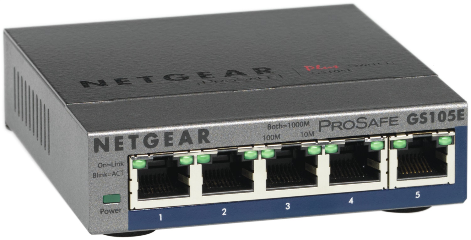 NETGEAR GS105E-200PES switch di rete Gestito L2/L3 Gigabit Ethernet (10/100/1000) Grigio
