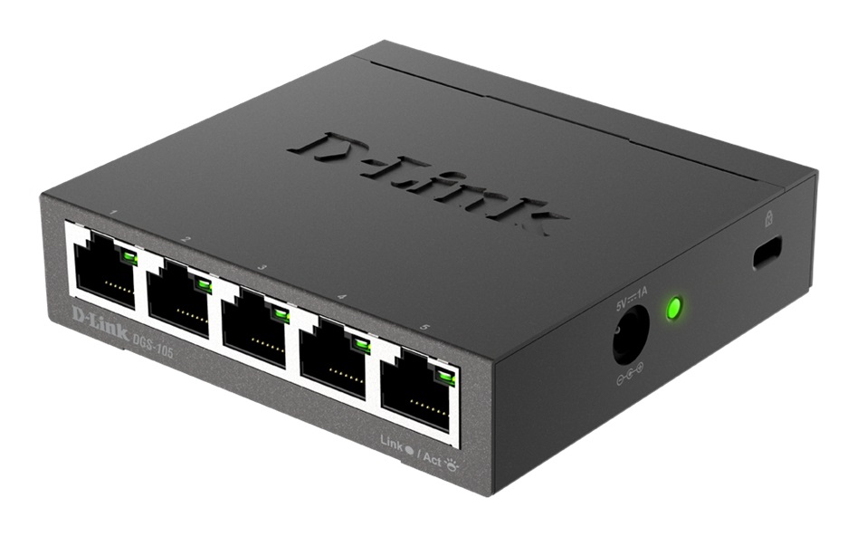D-Link DGS-105 Non gestito L2 Gigabit Ethernet (10/100/1000) Nero