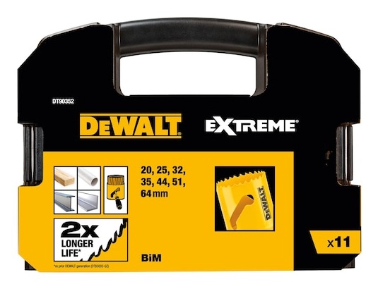 DeWALT Set di seghe a tazza Bi-Metal Extreme per elettricisti, 11 pezzi con valigetta e punte di centraggio