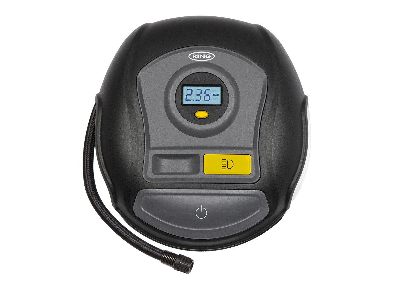 Ring Compressore Digitale 12V - Gonfia Pneumatici in 3,5 Minuti con Display Digitale e Tubo Flessibile