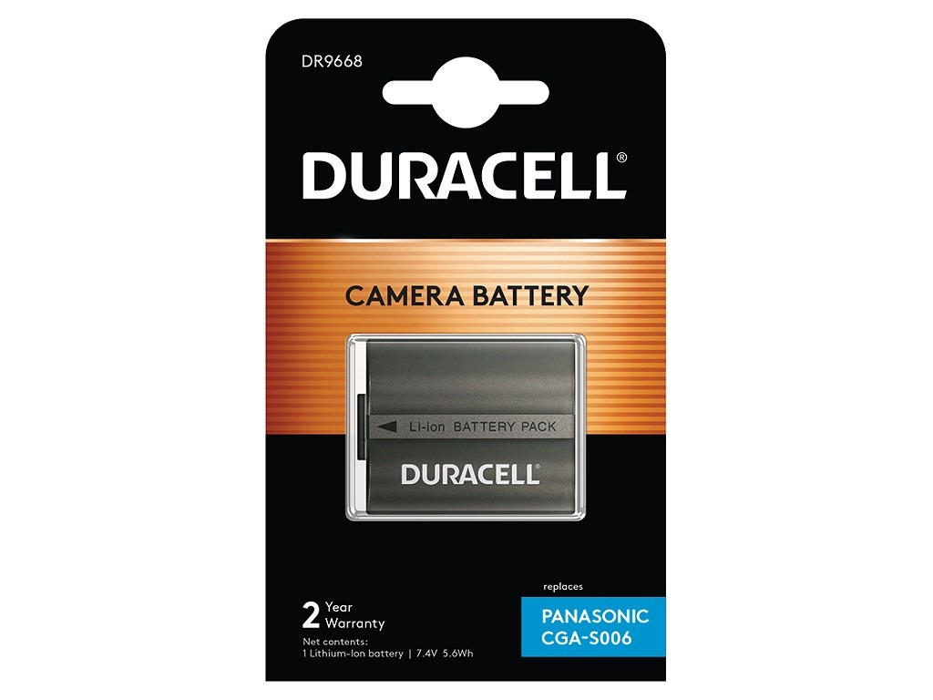 Duracell DR9668 Batteria agli Ioni di Litio 750 mAh per Panasonic CGA-S006, 7.4 V, Nero