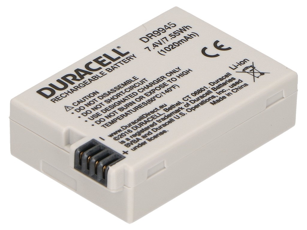 Duracell DR9945 Batteria Ioni di Litio per Canon LP-E8 - 7.4V, 1020mAh, Bianco