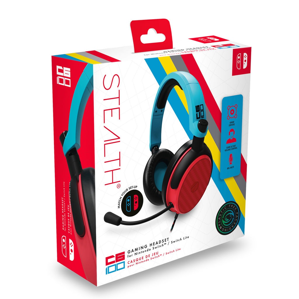 Stealth Cuffie da Gioco C6-100 - Compatibili con Nintendo Switch, PS5, PS4, XBOX e PC, Rosso Blu