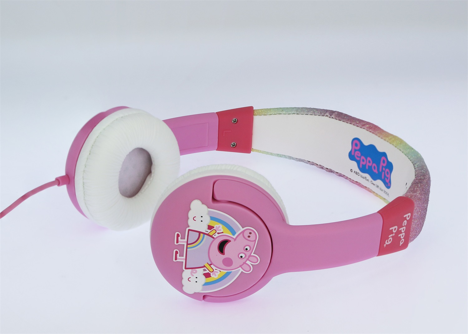 OTL Technologies Cuffie Peppa Pig Rainbow On-Ear per Bambini - Sensibilità 85dB, Risposta in Frequenza 20-20.000Hz, Cavo 90cm